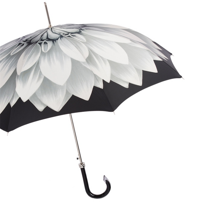 Classic Design Silver Sunflower Canopy Umbrella with Black Handle for Women