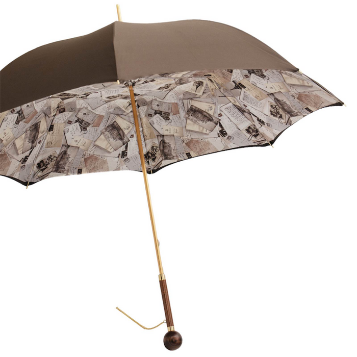 Vintage Wooden Handle Classic Beige Umbrella Luxury