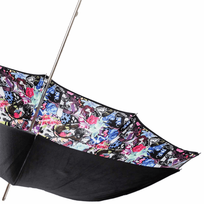 Pink Handle Printed Unique Design Umbrella Art