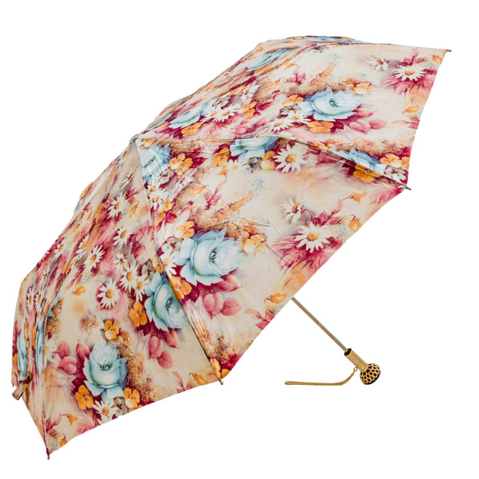 Flowered Jewel Brass Premium Quality Folding Umbrella