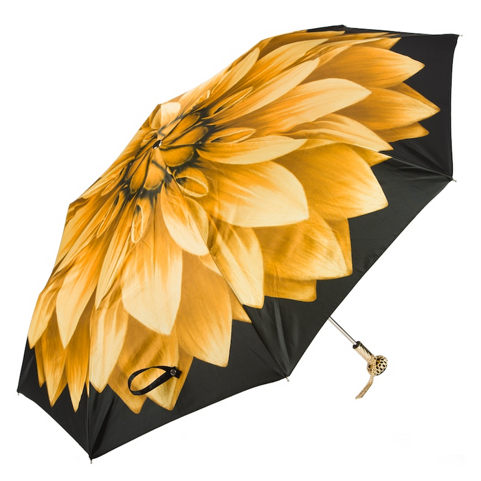 Golden Flower Chic Jewel Brass Folding Umbrella