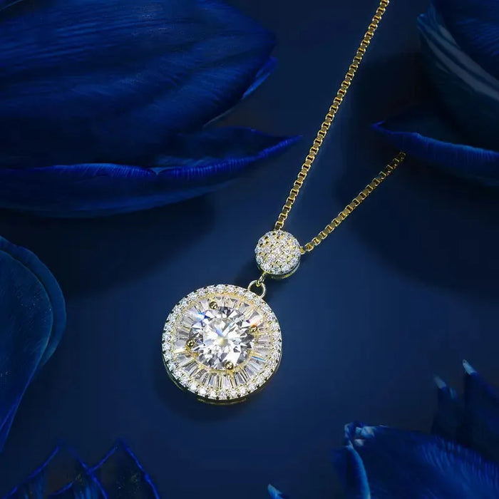Golden Plated 925 Sterling Silver 6.2g Pendant with 2 Carat Moissanite