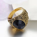 Vintage Stainless Steel Signet Ring with Glass Inlay