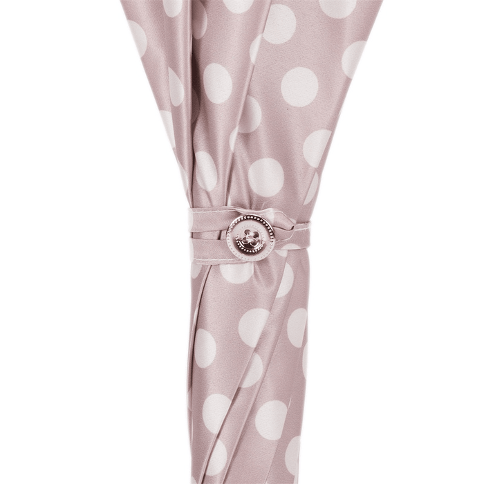 Pink Polka Dot Rainproof Leather Manual Parasol for Women - Artynov | Unique Handmade Accessories