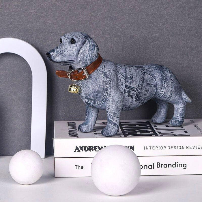 Dachshund Denim Print Statue