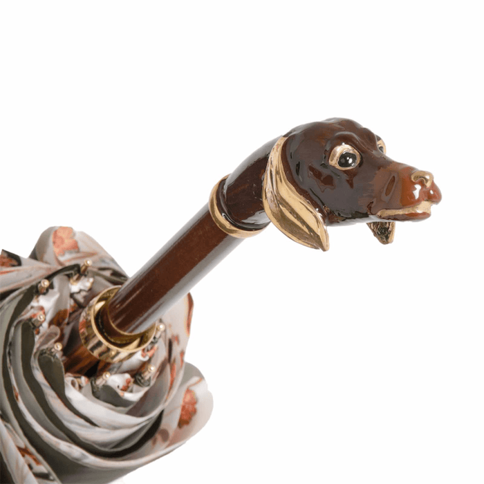 Dachshund Green Print Umbrella Designer Handle