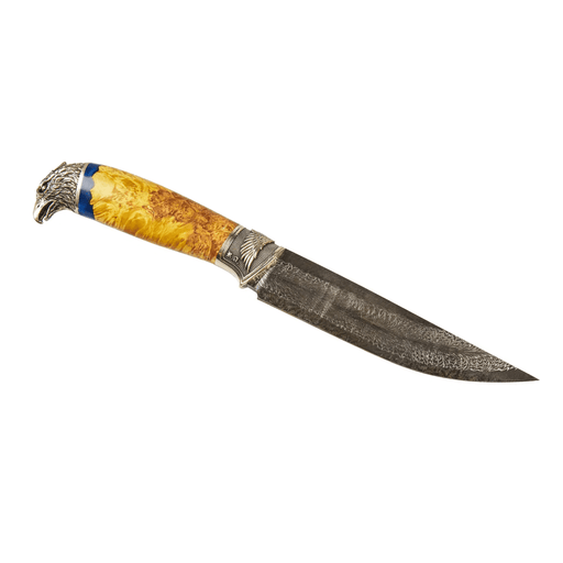 Damascus Steel Knife with Hybrid Wood and Acrylic Handle