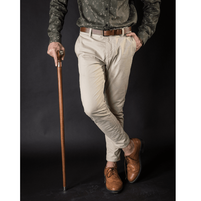 Dark Wooden Walking Cane Wolf, Fashionable Walking Stick