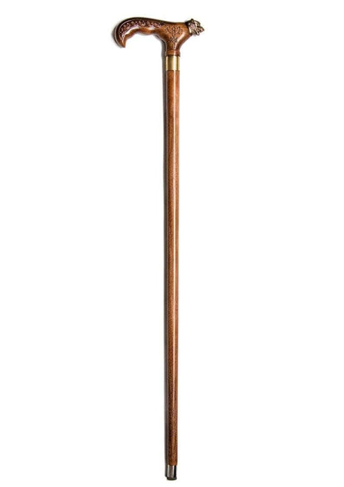 Dark Wooden Walking Cane Wolf, Fashionable Walking Stick