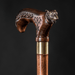 Dark Wooden Walking Cane Wolf, Fashionable Walking Stick