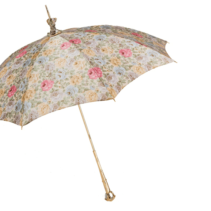 Jeweled Brass Flowered Rainproof Unique Manual Parasol