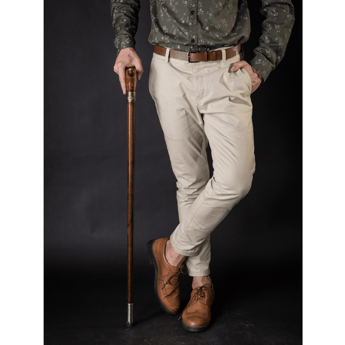 Derby Walking Stick Cane for Men Brown Fashionable