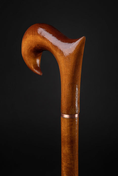 Derby Wood Walking Cane Hand Carved, Handmade