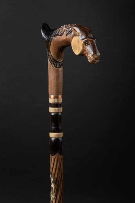 Designer Art Wooden Cane Walking Stick Horse