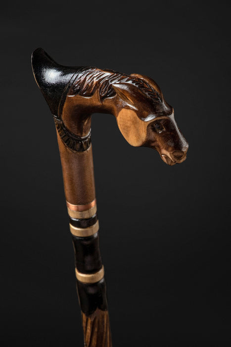 Designer Art Wooden Cane Walking Stick Horse