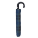 Designer Blue Tartan Folding Umbrella with Leather Handle