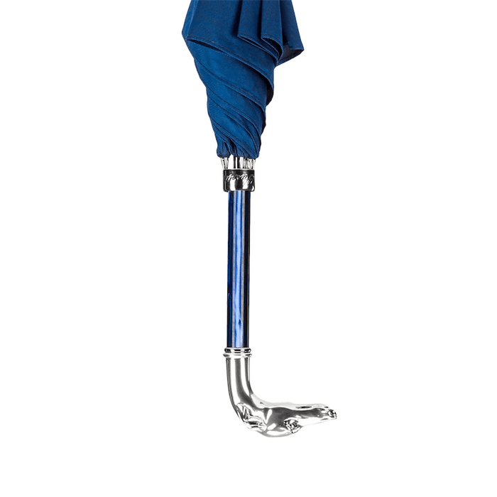 Designer Blue Umbrella with Silver Greyhound Handle