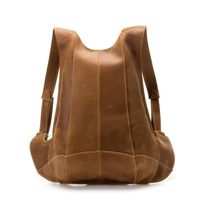 Designer Brown Men's Anti Theft Leather Backpack