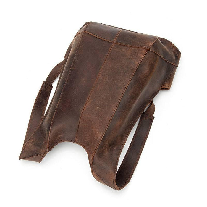 Designer Brown Men's Anti Theft Leather Backpack