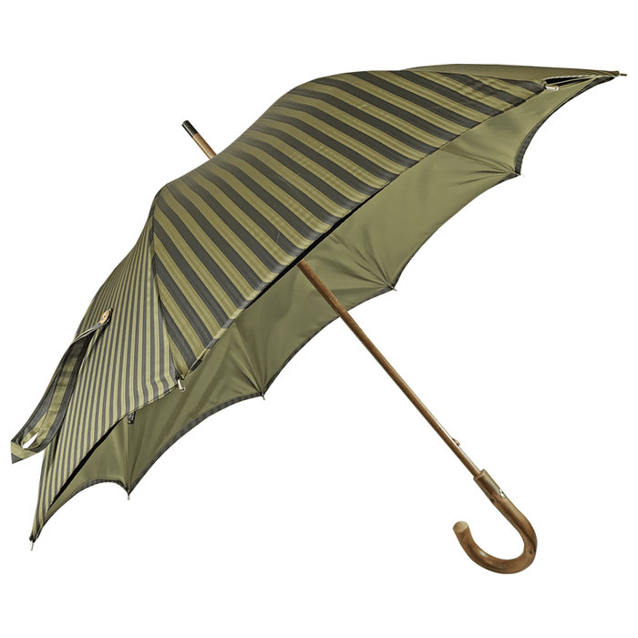 Designer Double Cloth Men's Umbrella with Dark Green Stripes