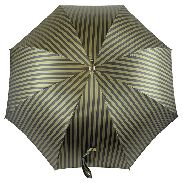 Designer Double Cloth Men's Umbrella with Dark Green Stripes