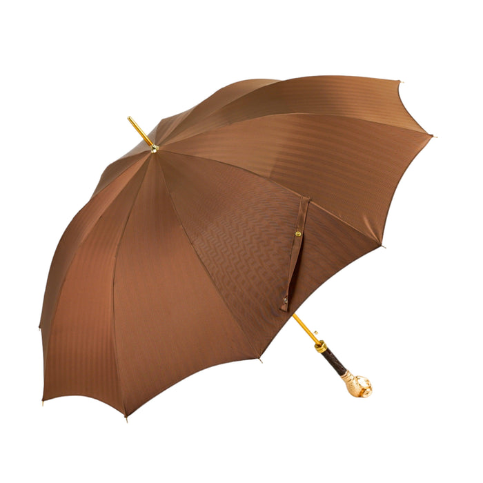 Designer Elegant Tobacco Umbrella with Gold Ram Handle