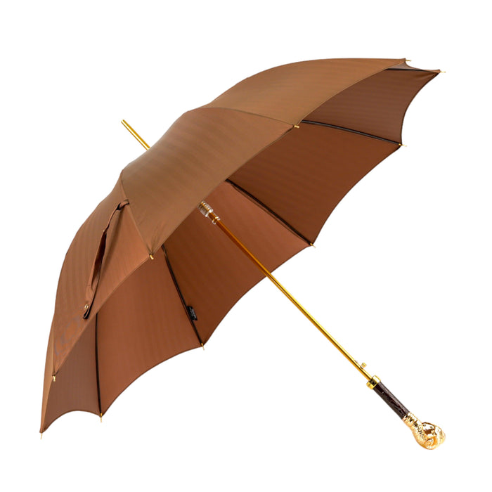 Designer Elegant Tobacco Umbrella with Gold Ram Handle