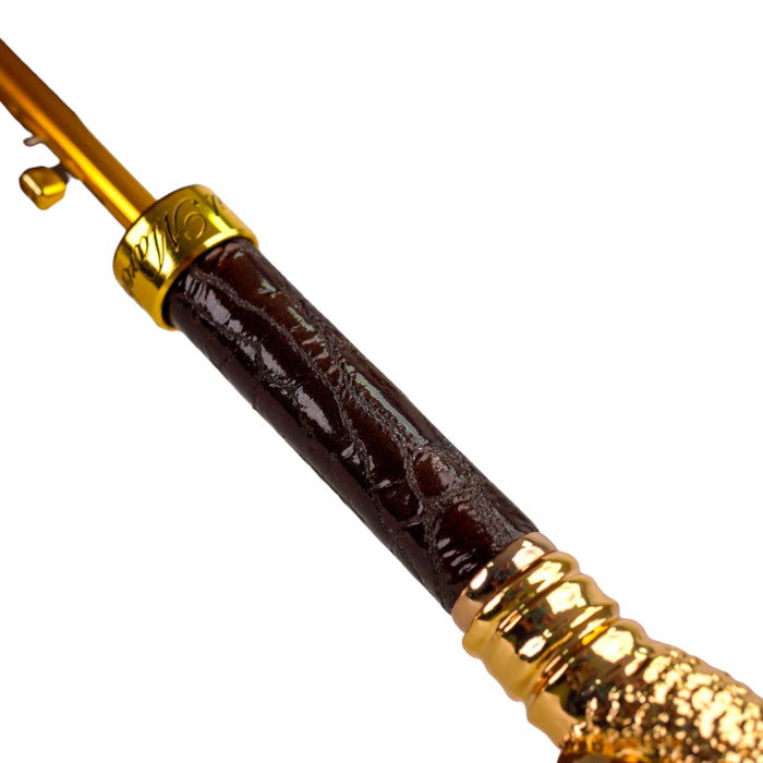 Designer Elegant Tobacco Umbrella with Gold Ram Handle