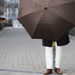 Designer Geometric Jacquard Umbrella with Chestnut Handle