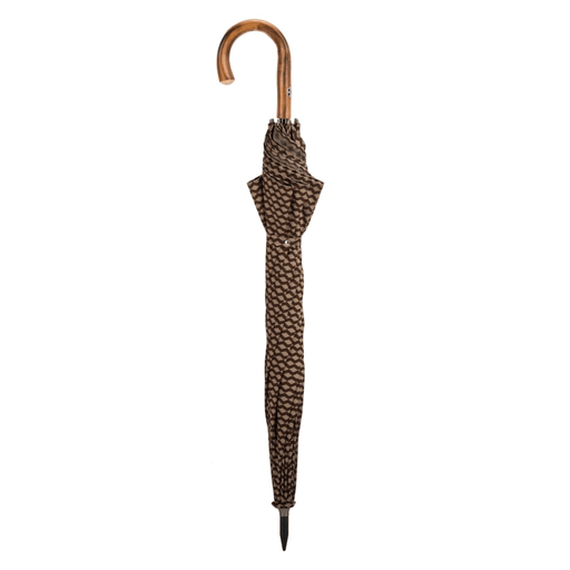 Designer Geometric Jacquard Umbrella with Chestnut Handle