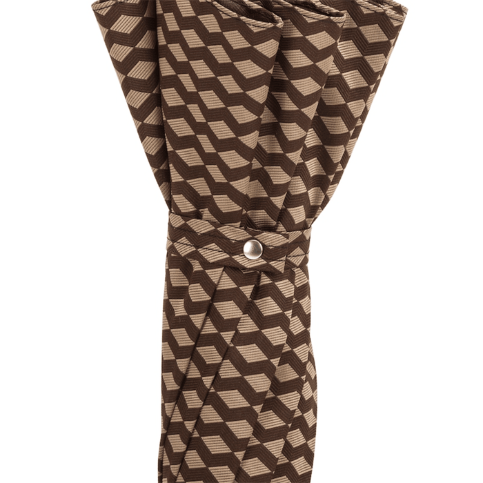 Designer Geometric Jacquard Umbrella with Chestnut Handle