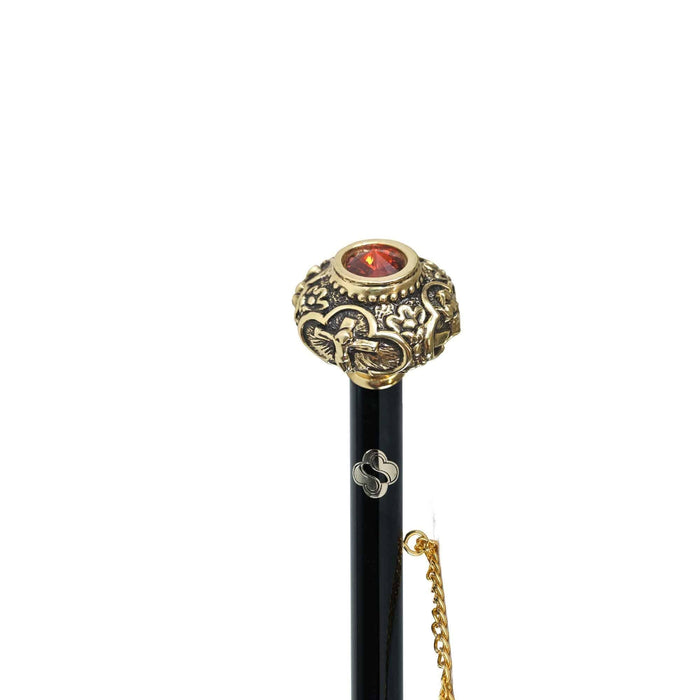 Designer Golden Knob Shoehorn with Red Crystal