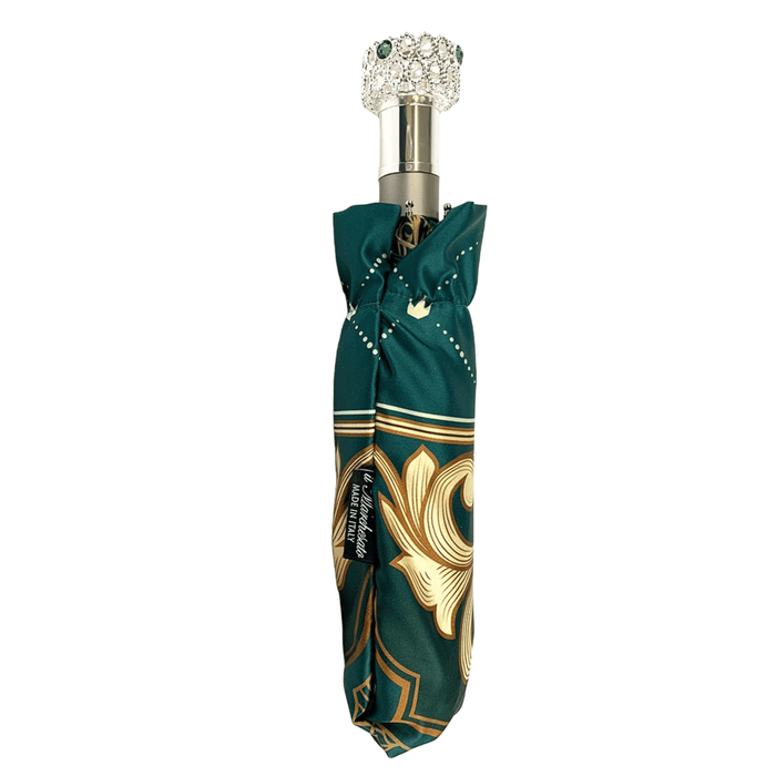 Designer Green and Beige Women's Folding Umbrella