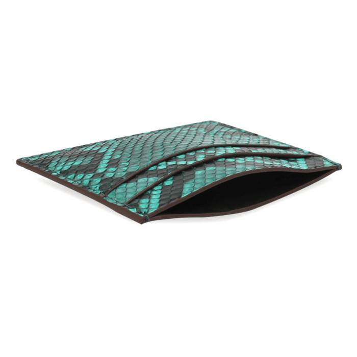 Designer Green Python Leather Card Holder