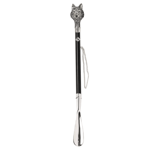 Designer Hand Enameled Wolf Silverplated 925 Shoehorn