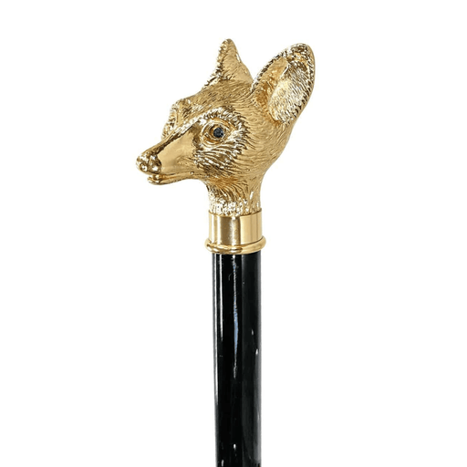 Designer Handmade Fox 24K Gold-plated Walking Stick