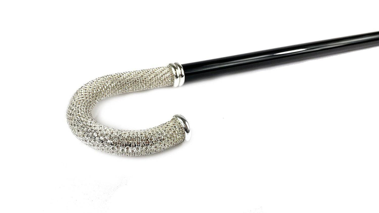 Designer Luxury Walking Cane for Man with White Crystals