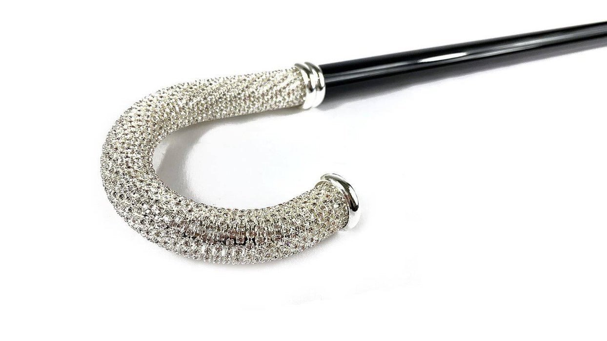 Designer Luxury Walking Cane for Man with White Crystals