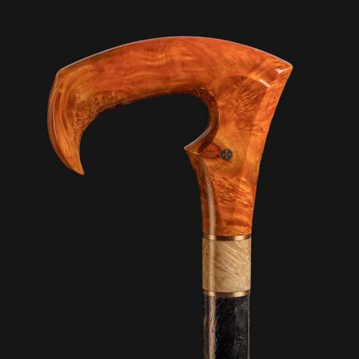 Designer Luxury Walking Stick with Coral Color Burl Wood Handle