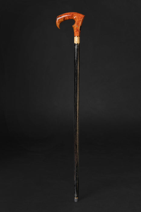 Designer Luxury Walking Stick with Coral Color Burl Wood Handle