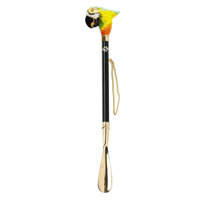 Designer Painted Handle Parrot 24K Gold-Plated Shoehorn