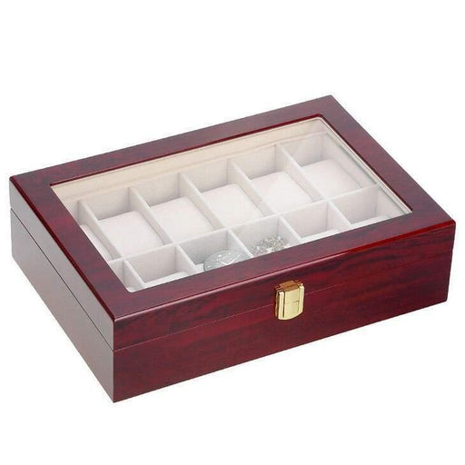 Designer Premium Red Wood Watch Box with 12 Slots