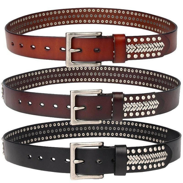 Designer Studded Belt With Chevrons, Sigurd Model