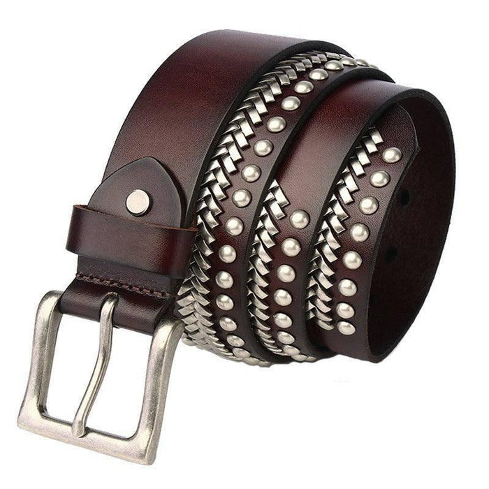 Designer Studded Belt With Chevrons, Sigurd Model