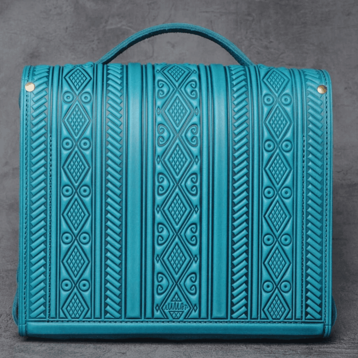 Designer Turquoise Leather Satchel & Briefcase: Genuine Leather Bag