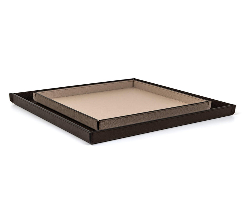 Exclusive Leslie Square Tray with Designer Soft Calfskin Leather