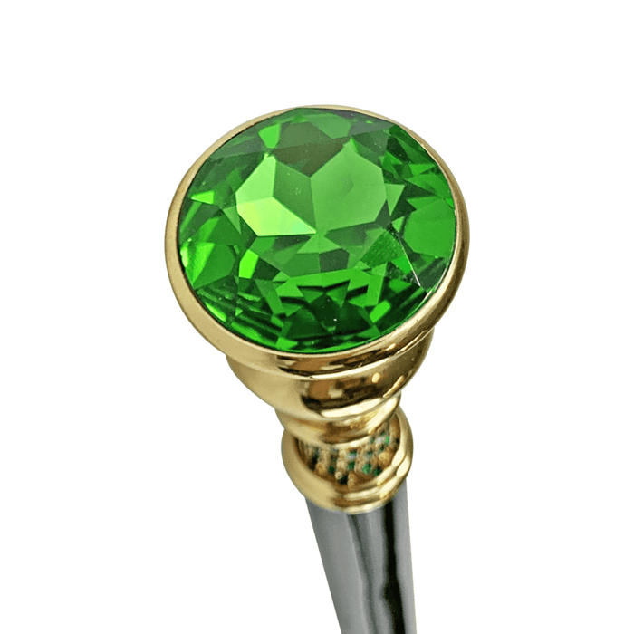 Designer Walking Cane with Big Emerald Crystal