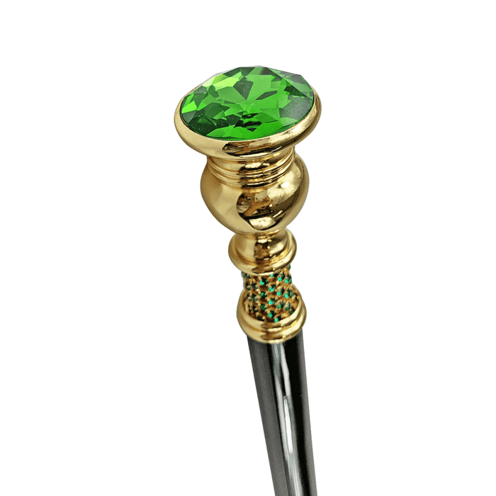 Designer Walking Cane with Big Emerald Crystal