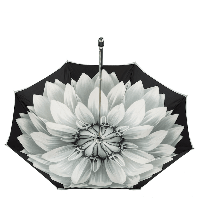 Designer Women Silver Canopy Dahlia Interior Double Cloth Umbrella