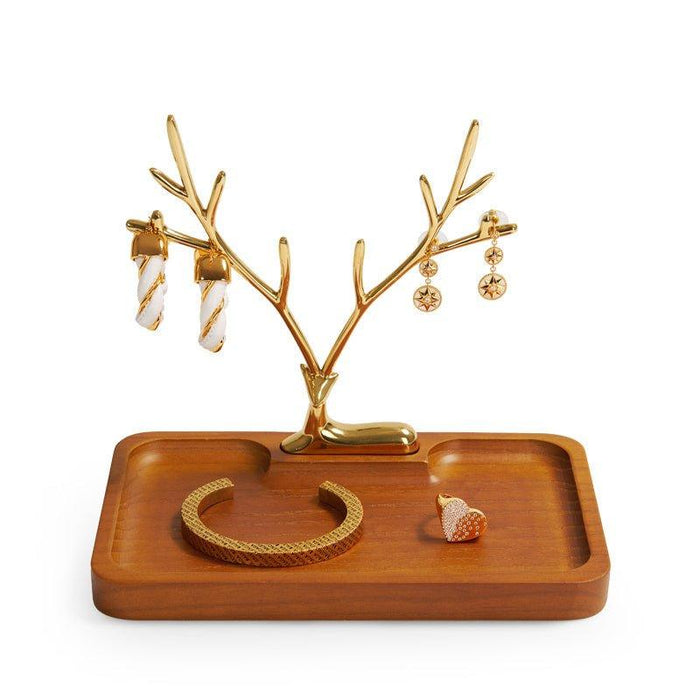 Designer Wood Jewelry Display Tray with Deer Rack